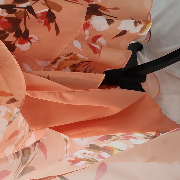 NWT Premier Amour Peach Floral Wrap Dress, size 16 - Picture 8 of 11